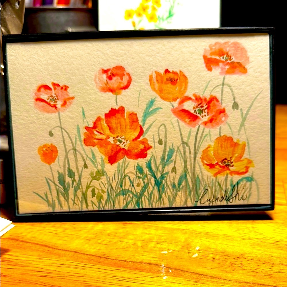 ❤️3 for $15❤️ Floral Watercolor painting poppies